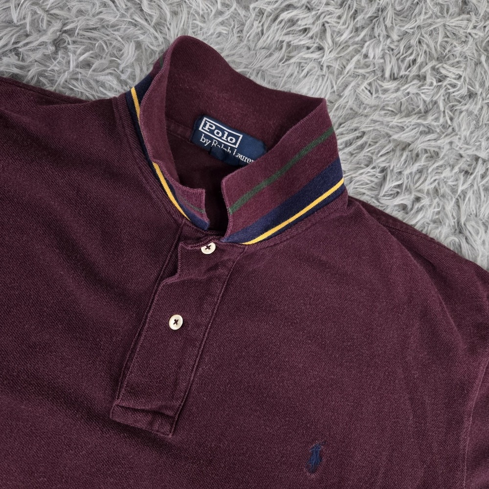 Polo Ralphh Lauren Mens Large Purple S/S Flip‎ Collar Cotton Preppy Rugby Polo